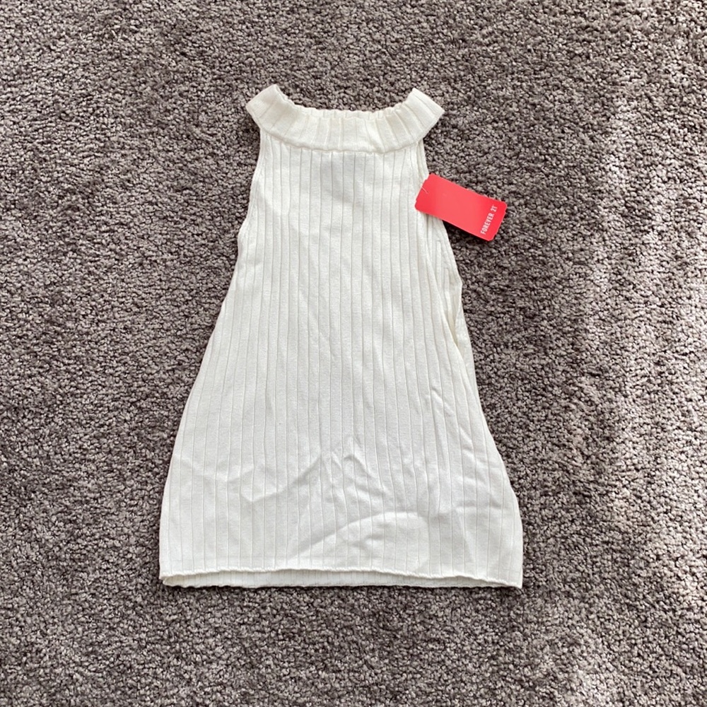 High neck crop top-cream